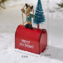 (red) Christmas Tree Hanging Decoration, Christmas Mailbox Iron Painting Decoration, Hanging Holiday Decorations, Bar and mall window props