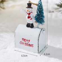(white) Christmas Tree Hanging Decoration, Christmas Mailbox Iron Painting Decoration, Hanging Holiday Decorations, Bar and mall window props