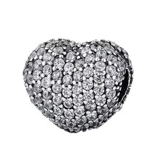 Distancn korlky Heart Clip Charm 925 Sterling Silver vhodn pro nramky Fashion Charms (Sparkling Clip)