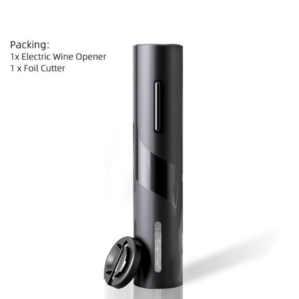 (black, batteries-2) Electric Wine Bottle Opener Cordless Rechargeable Wine Opener with Foil Cutter