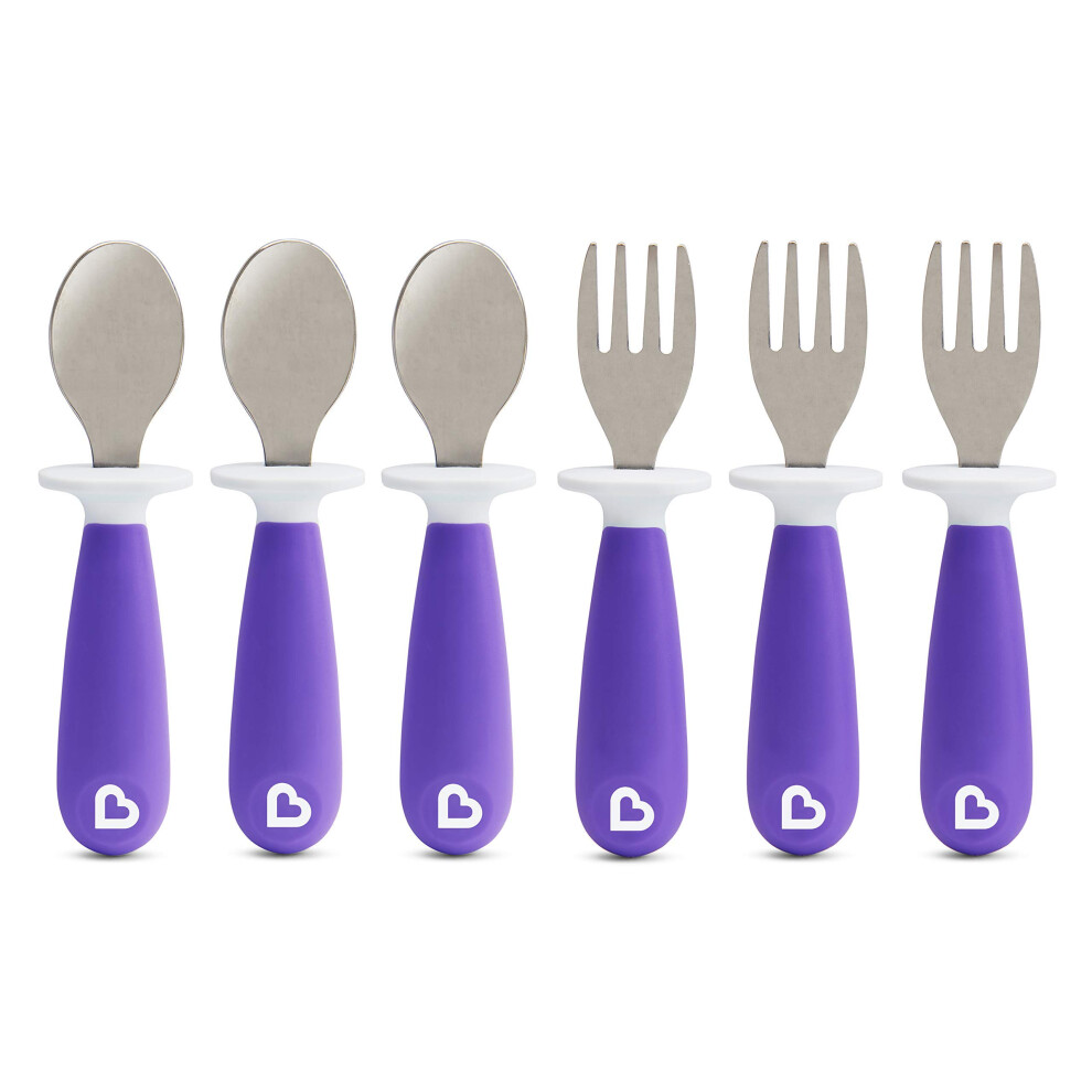 Munchkin Raise Toddler Fork And Spoon Utensil Set 6 Pack Purple Kleintje