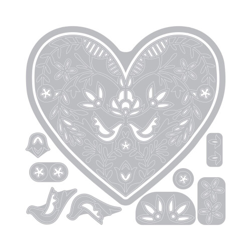 Καλούπια Sizzix Lace Heart, Ένα Μέγεθος, Πολύχρωμο 1