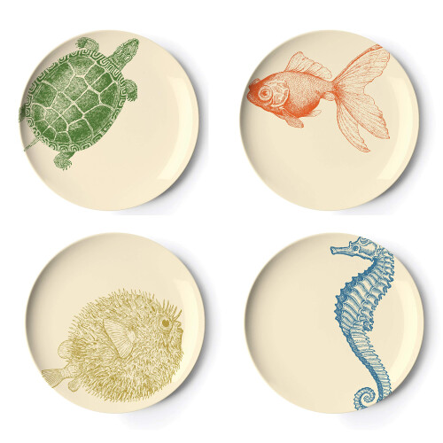 Thomas Paul Melamine Sealife Side S/4 salad plate, multi