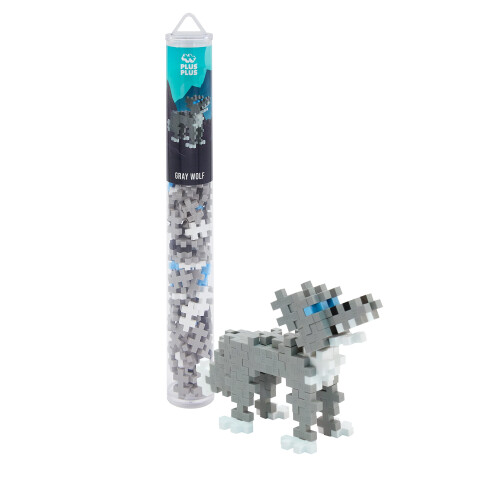 Plus Plus - Mini Maker Tube - Loup Gris - 70 Pièces, Jouet de Construction STEM