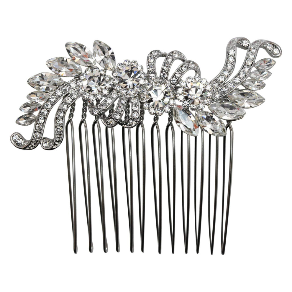 Mode Faship Gorgeous Clear Crystal Floral Hair Comb