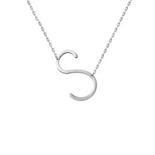 Wigerlon rustfrit st?l indledende bogstaver halsk?de til kvinder og piger farve guld og s?lv fra a-z brev S Color Sliver