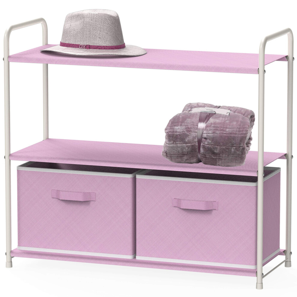 Simple Houseware 3-Tier closet Storage with 2 Drawers Pink