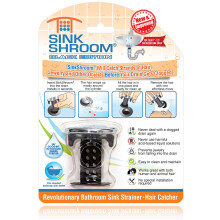 SinkShroom Chrome Edition Revolutionary Bathroom Sink Drain Protector Hair Catcher Strainer Snare Black