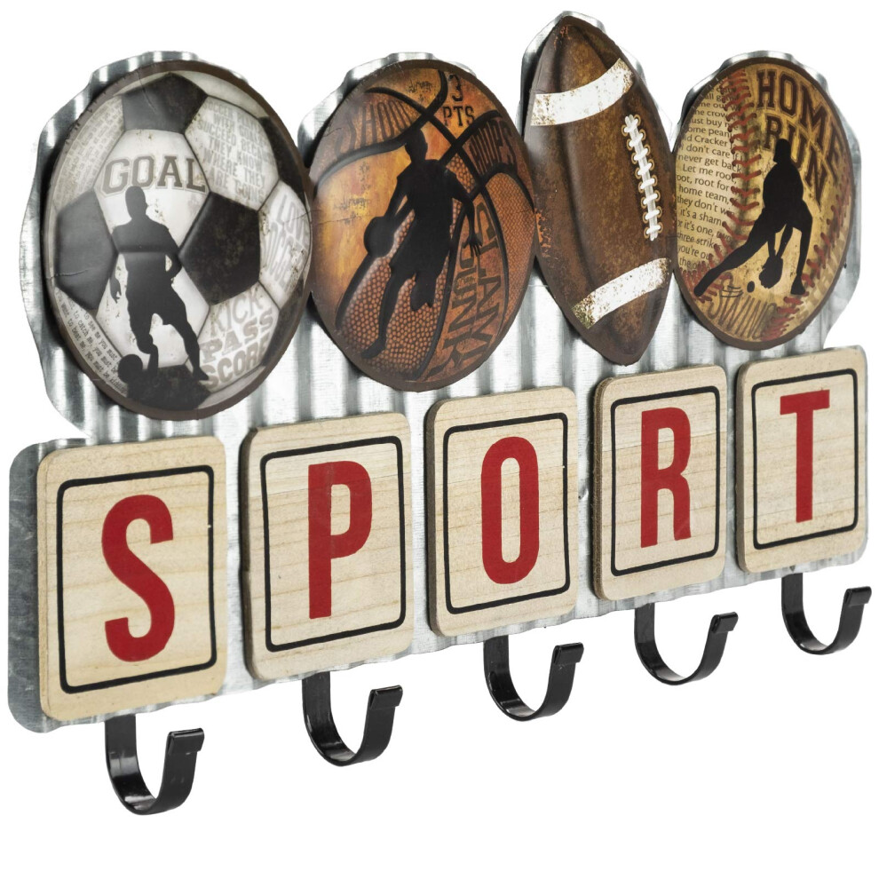 EXCELLO GLOBAL PRODUCTS Porte-manteau de sport en m   tal avec 5 crochets : Vintage S