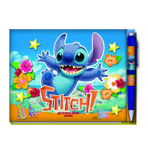Disney Stitch Deluxe Book Autograph com caneta