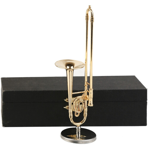 Dselvgvu Trombone Miniaturale in Rame con Supporto e Custodia (5.91"x1.30")