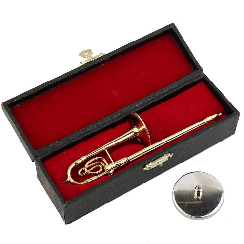Dselvgvu Trombone Miniaturale in Rame con Supporto e Custodia (5.91"x1.30") 2