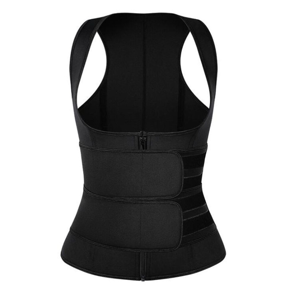 (black, XXXL) Women Sauna Sweat Vest Waist Cincher Body Shaper Belly Faja Shapewear Neoprene Waist Trainer Corset
