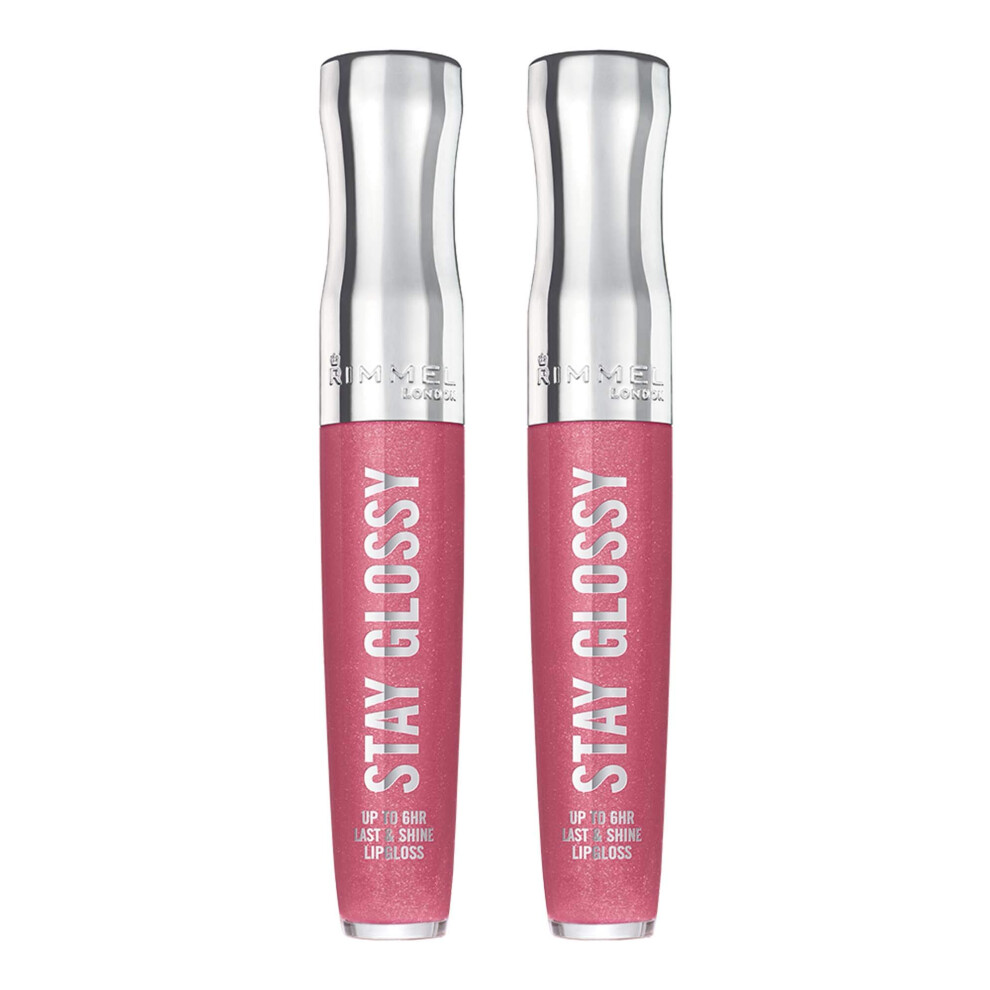 Rimmel Stay Glossy 6HR Lip Gloss  Stay My Rose  0.18 Fl Oz (Pack of 2)