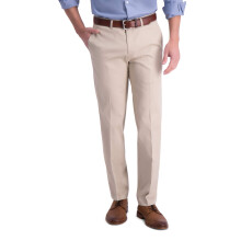 Haggar heren Iron Free Premium Khaki Straight Fit Flat Front Flex Waist