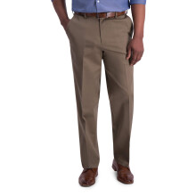 Haggar Heren Iron Free Premium Khaki klassieke pasvorm Flat Front Uitbreidbaar