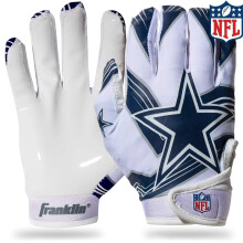 Franklin Sports Dallas Cowboys Youth NFL Football Receiver Manusi - Manusi de receptor pentru copii - Sigle ale echipei NFL si palma din silicon