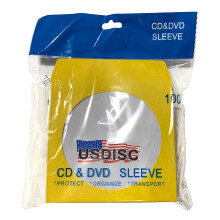 Mangas de papel USDISC 100g com aba de janela amarela pacote de 1000