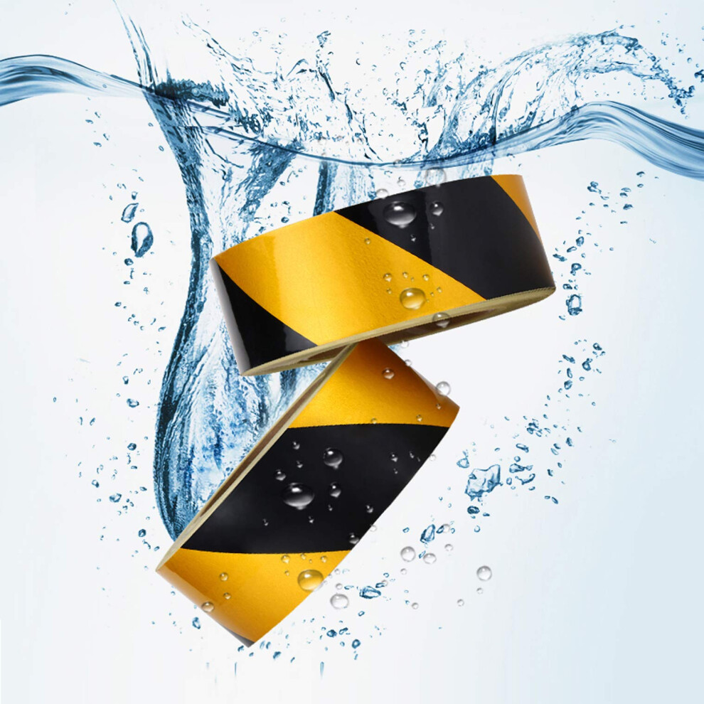 Waterproof Reflective Safety Tape Roll 2""X150' Yellow Black Striped F 799649859024