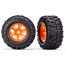 Traxxas TRA7772T Däck & Fälgar, Monterade, limmade (X-Maxx Orange Fälgar, Maxx AT Däck)