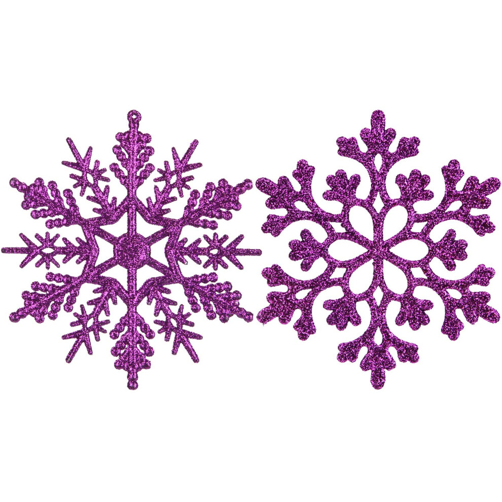 D Corations De No L En Plastique Paillettes En Forme De Flocon De Neige Pour Sapin De No L, 4 Pouces, Lot De 36, Violet-image