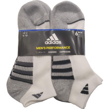Adidas Men's Low Cut Sock (6 Pair) 6Count Fits Shoe Size 6-12 White