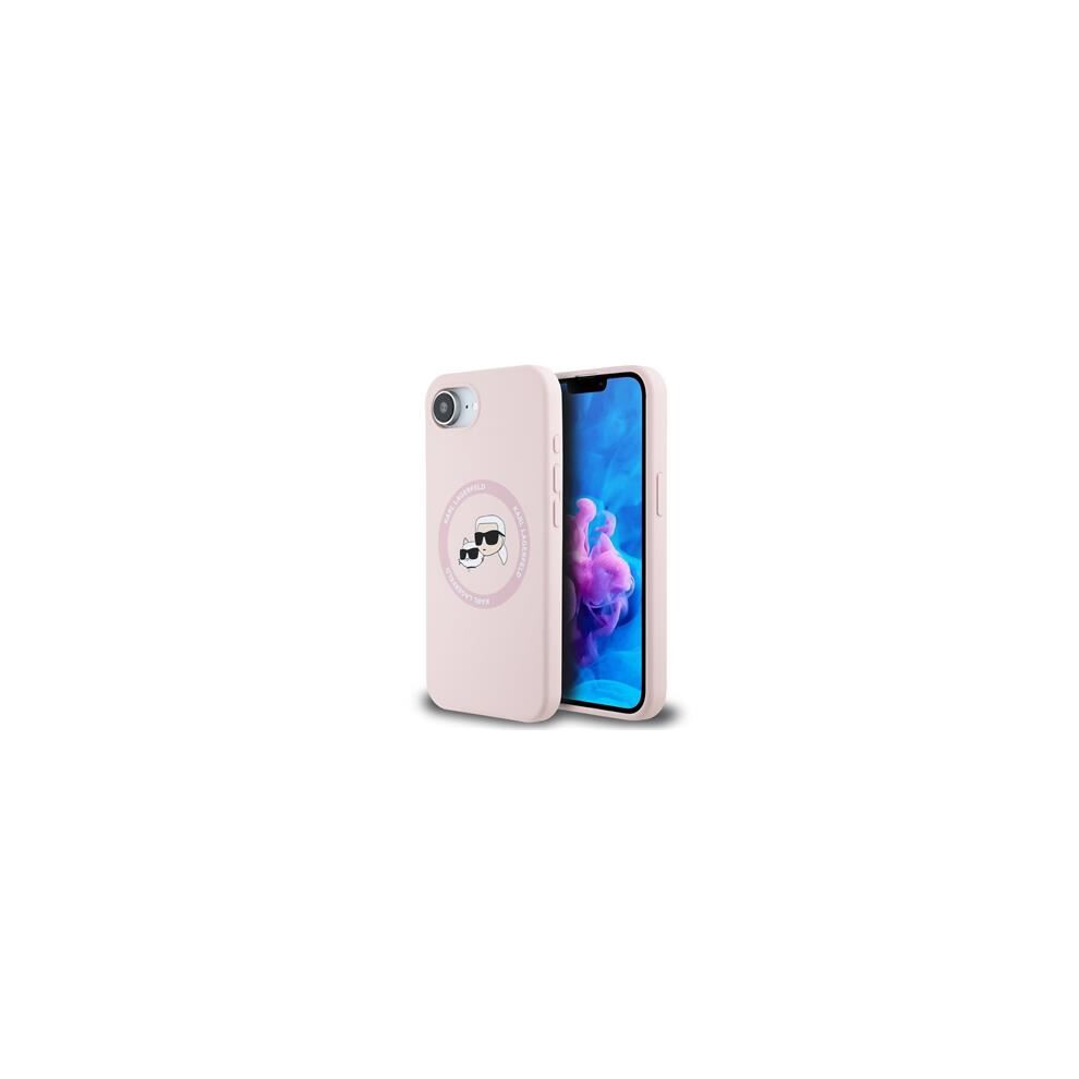 Karl Lagerfeld Liquid Silicone Karl And Choupette Head Case With Magsafe For Iphone 16E 6.1" - Klhmpse4skchtcp Pink 3666339453695