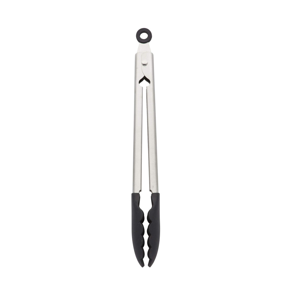 KitchenAid Silicone Tipped Stainless Steel Tongs  12 Inch  Black