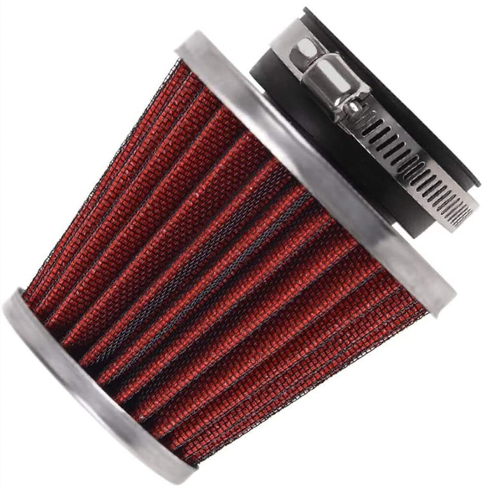 Evermotor 48Mm 49Mm 50Mm Universal Double Layer Steel Air Filter For Motorcycle Scooter Atv Moped Red 725756144821