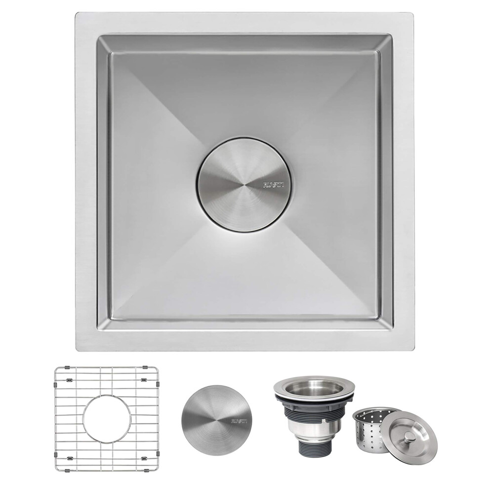 Photos - Kitchen Sink Ruvati 13 x 15 inch Undermount Bar Prep Tight Raduis 16 Gauge  Stainless Steel Single Bowl RVH7013 RVH7013