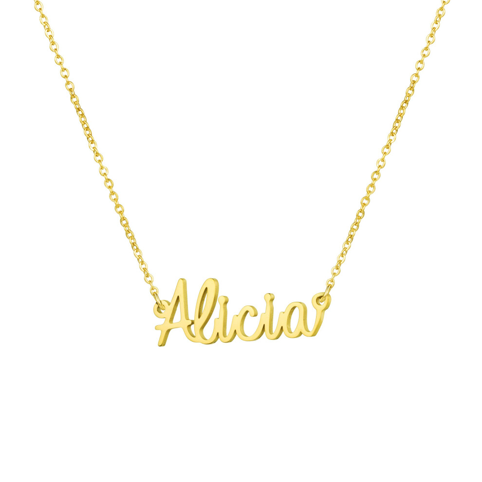 Cadeau de remise de dipl   me de No   l Yiyang pour femme Collier avec nom personnalis    Bijoux en acier inoxydable plaqu    or 18 carats Alicia
