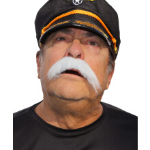 White Mustache Costume - Walrus Style Fake Mustache - Self Adhesive Mu