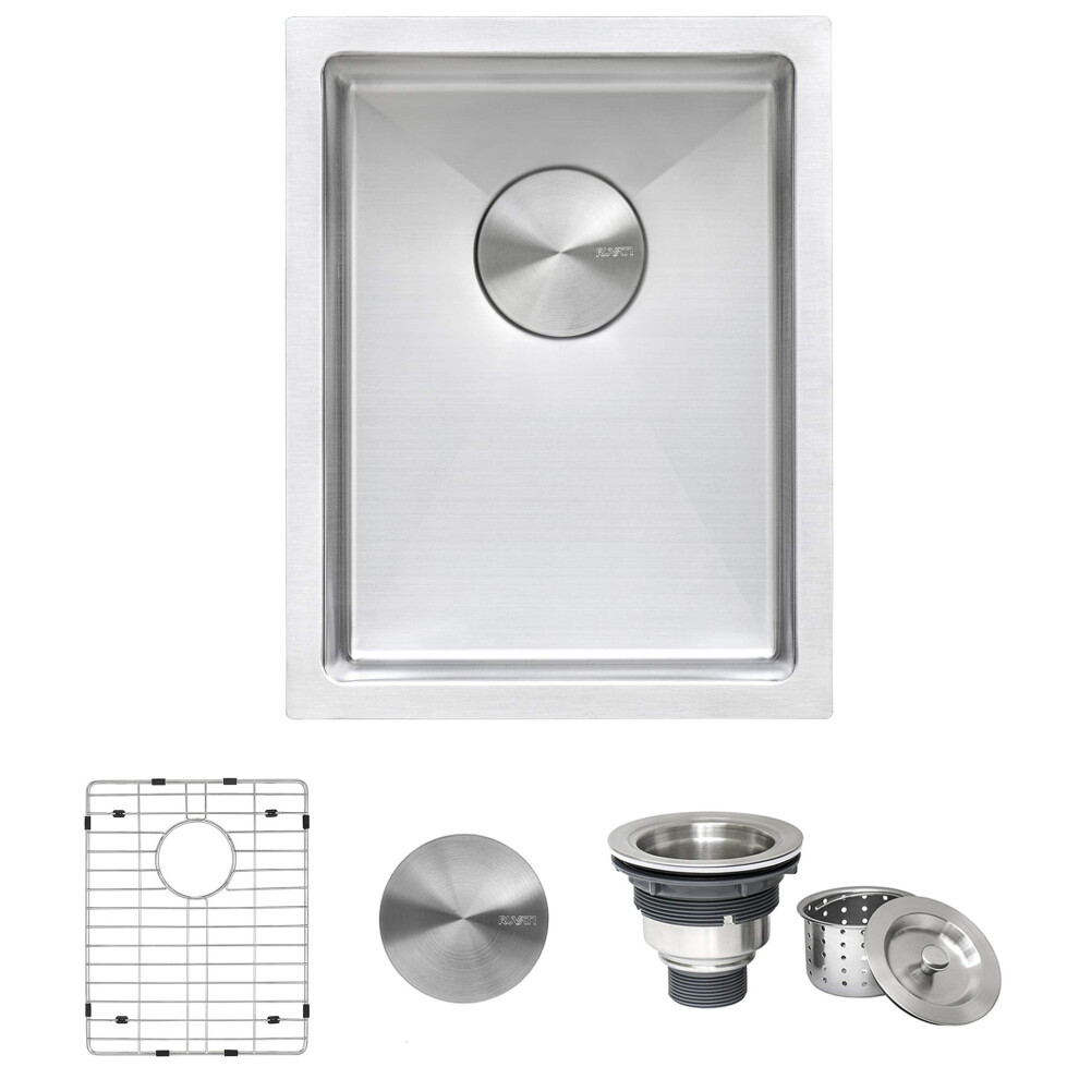 Photos - Kitchen Sink Ruvati 16 x 18 inch Undermount Bar Prep Tight Raduis 16 Gauge Stainless Steel Single Bowl RVH7116 RVH7116