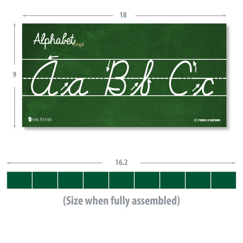 Cursive Alphabet Classroom Wall Strip Young N Raffined (lamineret) 2
