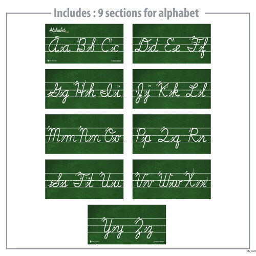 Cursive Alphabet Classroom Wall Strip Young N Raffined (lamineret) 1