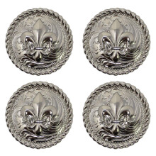 CHALLENGER Set of 4 Conchos Western Saddle Tack Fleur De Lis Engraved