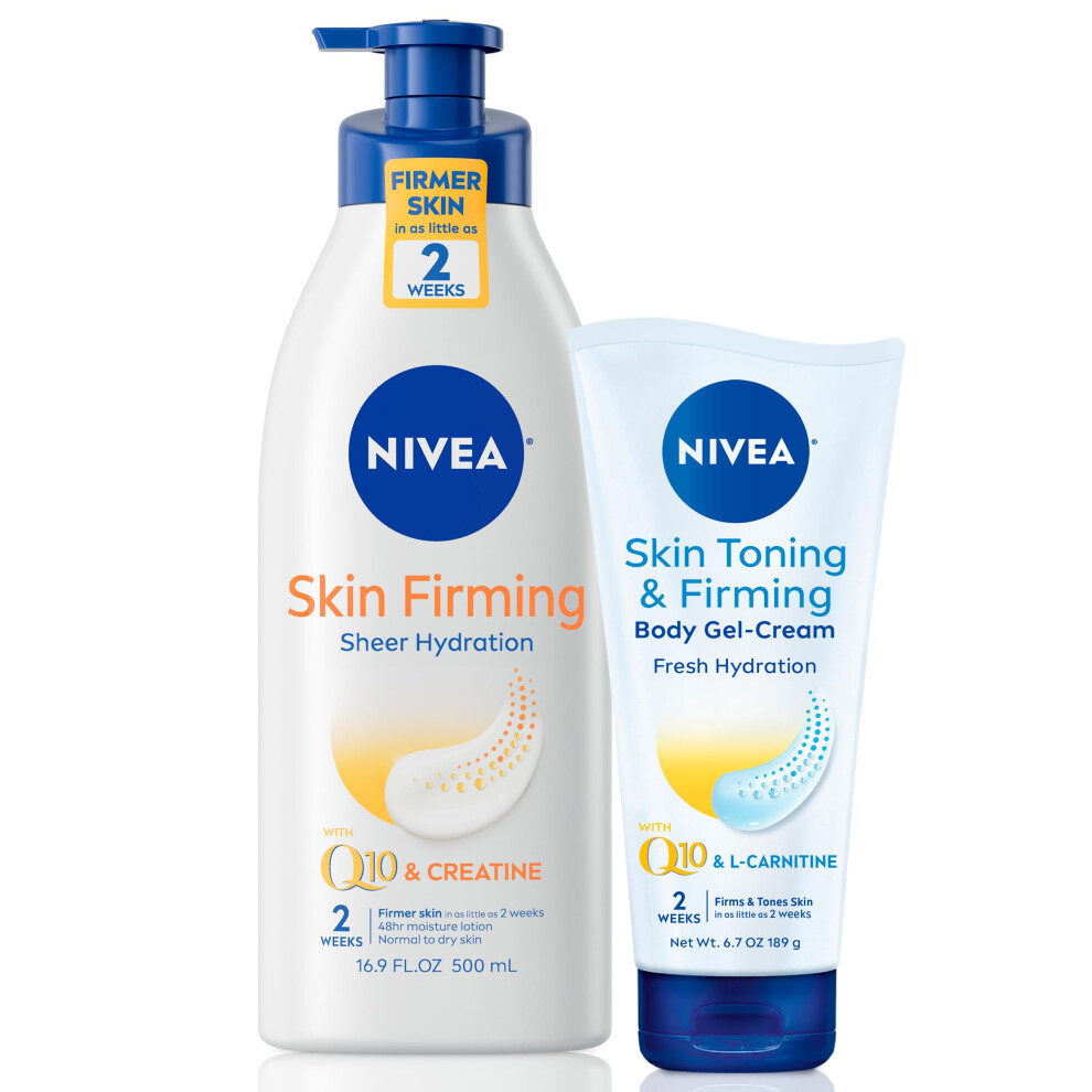 NIVEA Skin Firming Variety Pack with 16.9 Fl Oz Body Lotion and 6.7 Oz Gel-Cream
