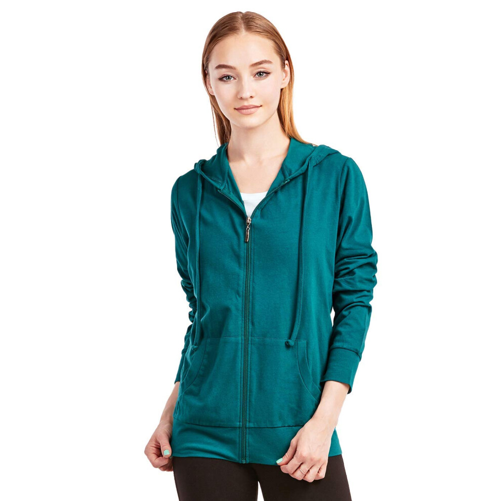 Veste Capuche Zipp E En Coton Fin Pour Femme Sofra (M Paon)-image