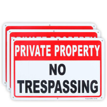 3 Pack Private Property No Trespassing Sign 10""x 7"" .04"" Aluminum R