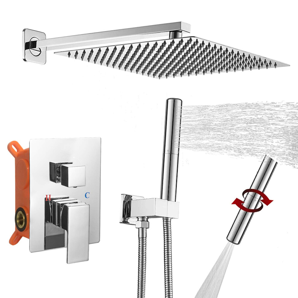 Besy Duschsystem Mit 12-Zoll-Regenduschkopf Und Handbrause F R Die Wandmontage-image