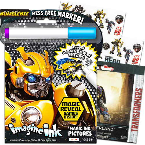 Transformers Imagine Ink Coloring Book Bundle with Stickers (Includes