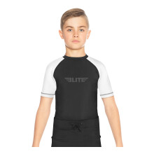 Elite Sports Rash Guards for Boys and Girls Short Sleeve Compression BJJ Kids and Youth Rash Guard (White Medium)
