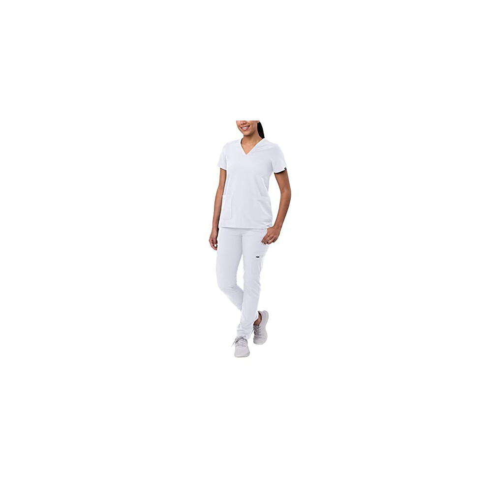 Ensemble de go-Basic pour femme Adar Addition - Haut de gommage slim     col en V - Pantalon de gommage cargo skinny - A9200 - Blanc - XL