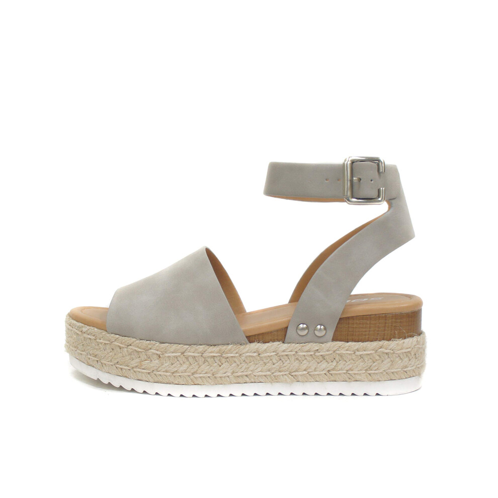 Sandale compens   e d   contract   e     bout ouvert et boucle     la cheville Soda Topic (11, gris tourterelle)