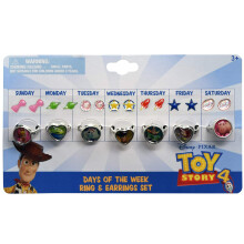 UPD Disney Toy Story 4 Tage der Woche Ohrring- und Ring-Set
