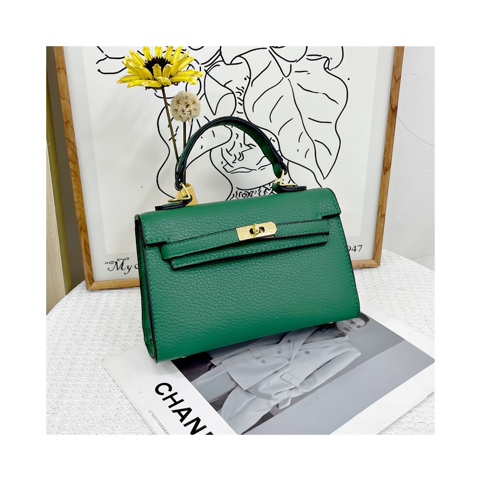 (Green, Universal code) 2025 new fashionable Kelly bag European and American fashion high-end one-shoulder crossbody bag handbag