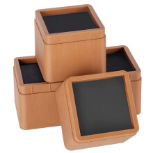 BTSD-HOME Justerbar tunge sengstiger 3 tommer Stabelbar sengetramme Riser Lenter 4 Pack Mark Brown