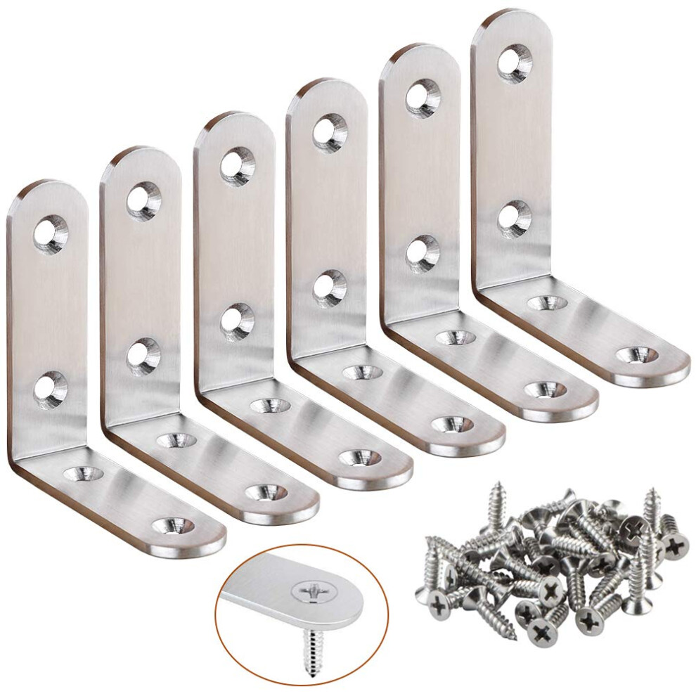 Yewlaca 6Pcs Corner Brace L Bracket Heavy Duty 65X65mm Right Angle Bra 797805515685