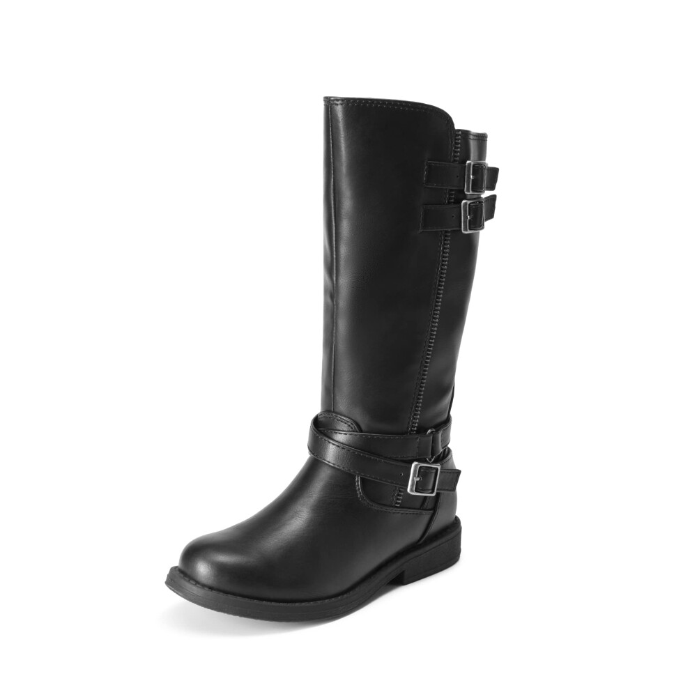 DREAM PAIRS Girls Black Buckle Knee High Riding Winter Fashion Boots S