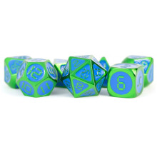 FanRoll av Metallic Dice Games 16mm Metall Polyhedral DND-trningsset: Grn m/bl emalj Rollspelstrningar fr fngelsehlor och drakar